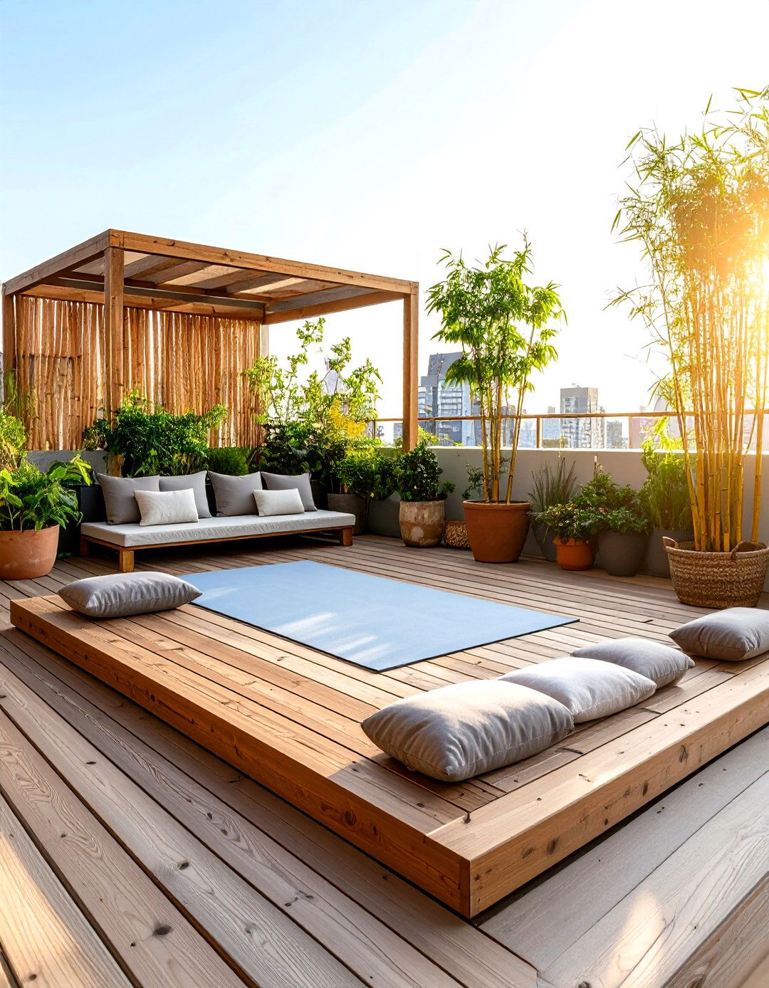 Rooftop Deck with a Yoga and Meditation Corner - 30 rooftop deck ideas