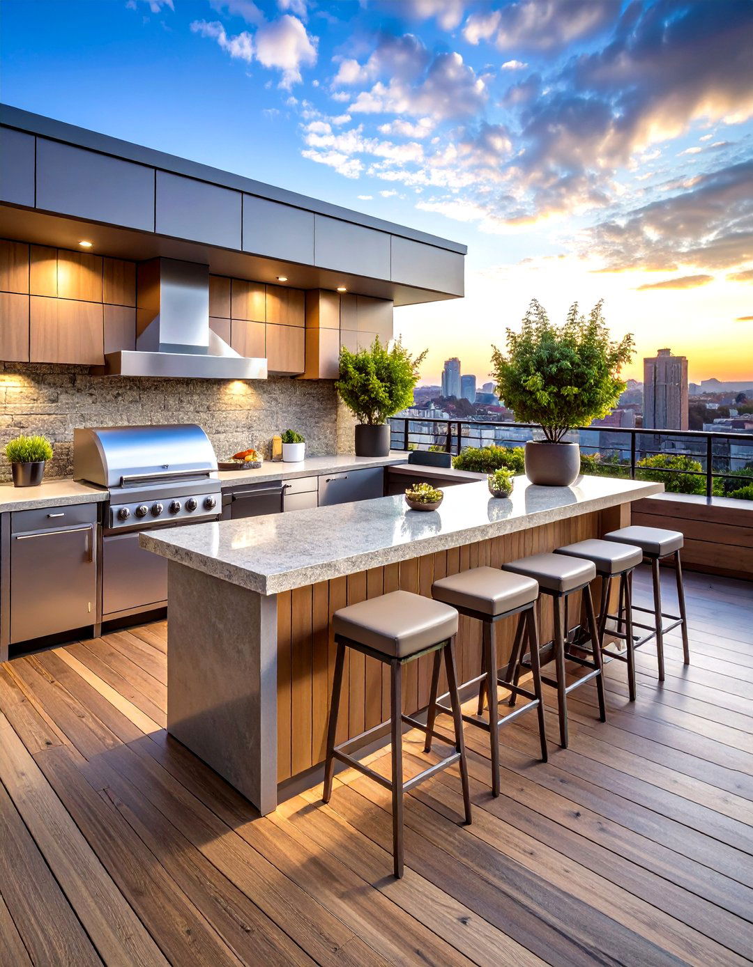 Rooftop Deck with an Outdoor Kitchen - 30 rooftop deck ideas