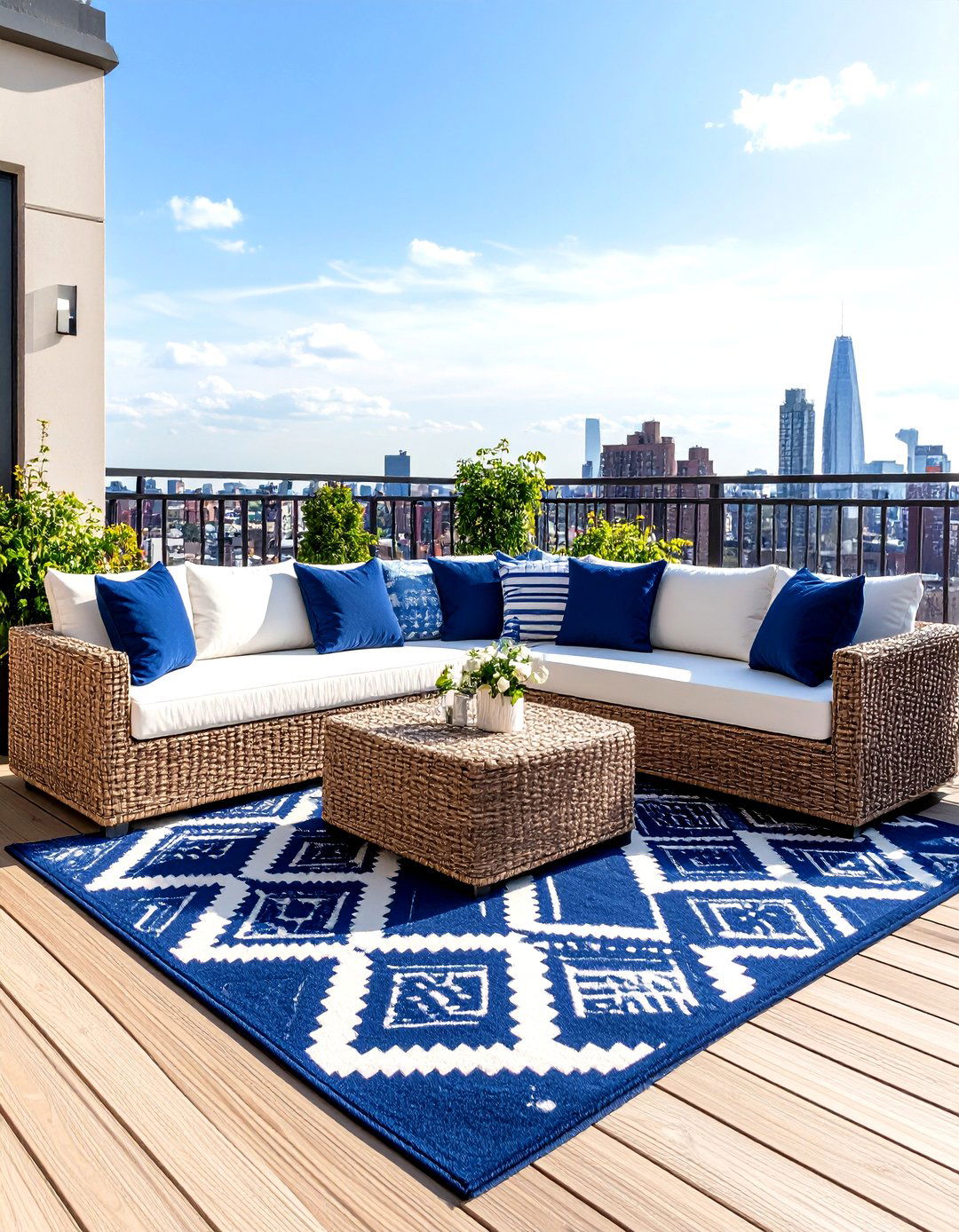 Rooftop Deck with an Outdoor Rug - 30 rooftop deck ideas