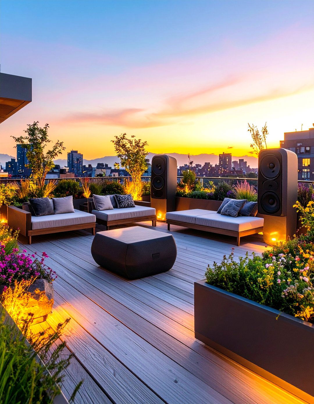 Rooftop Deck with an Outdoor Sound System - 30 rooftop deck ideas