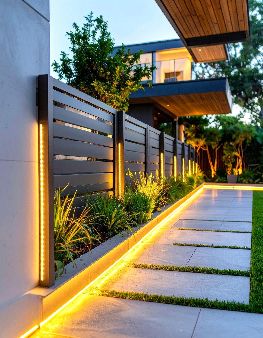 Rope Lighting Along the Top or Bottom Rail - 30 outdoor fence lighting ideas