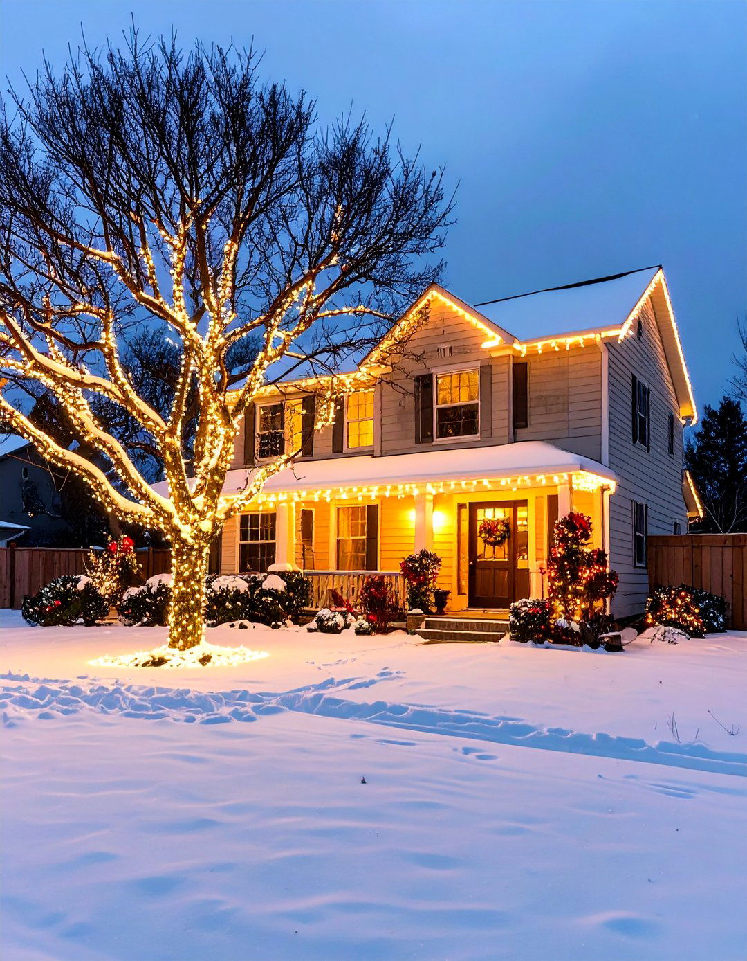 Rope Lighting Wrapped Around Major Limbs - 30 outdoor tree lighting ideas