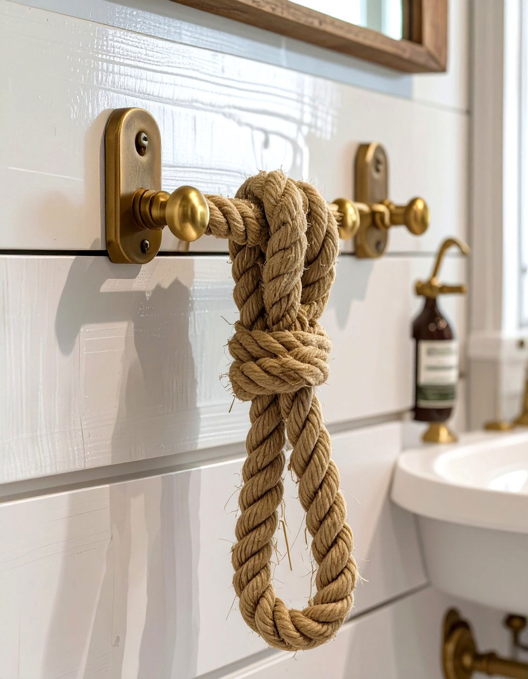 Rope and Knot Towel Holder - 30 bathroom towel hooks ideas