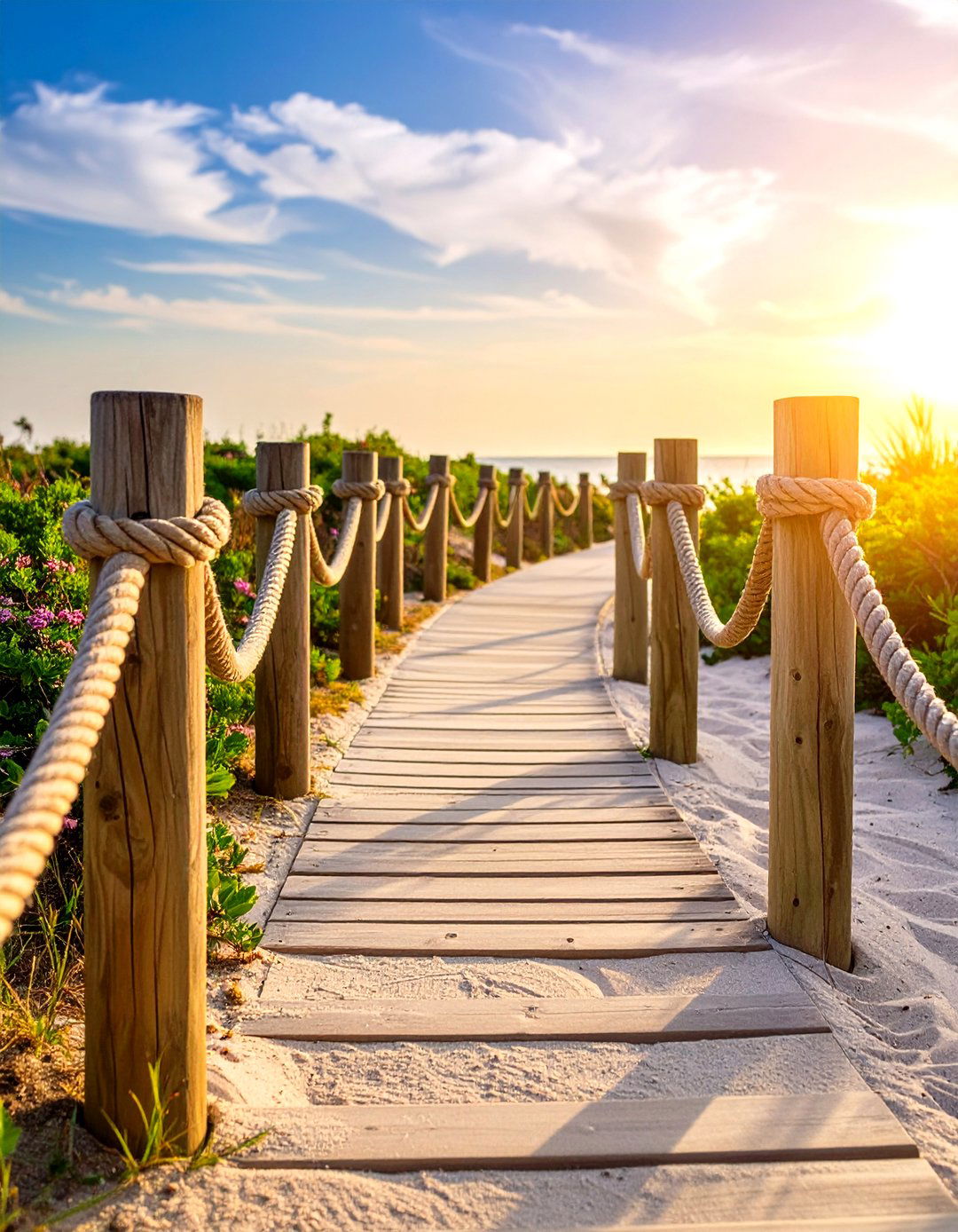 Rope and Post Border - 30 landscape border ideas