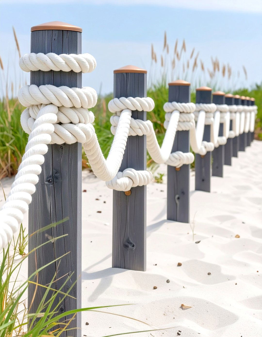 Rope and Post Nautical Vegetable Garden Fence - 30 vegetable garden fence ideas