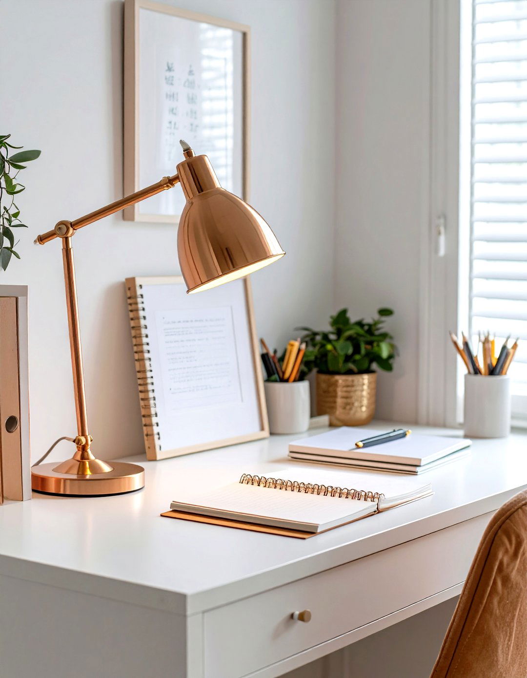 Rose Gold Desk Lamp - 30 pink dorm room ideas