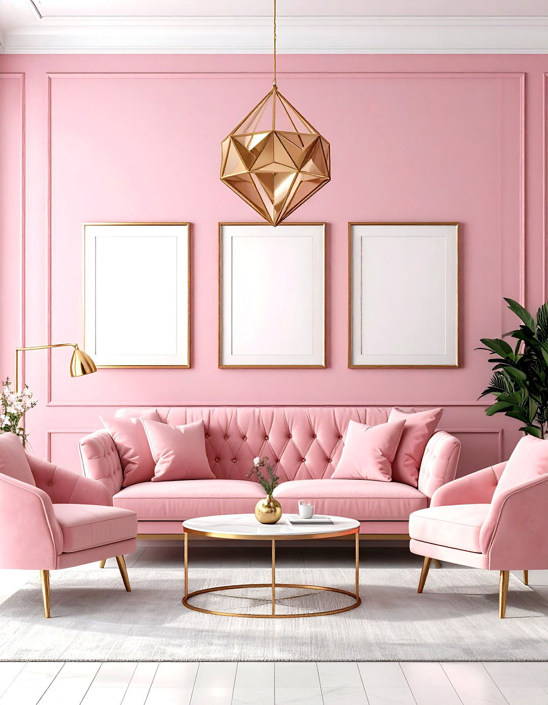 Rose Gold Metallic Accents - 30 pink living room ideas