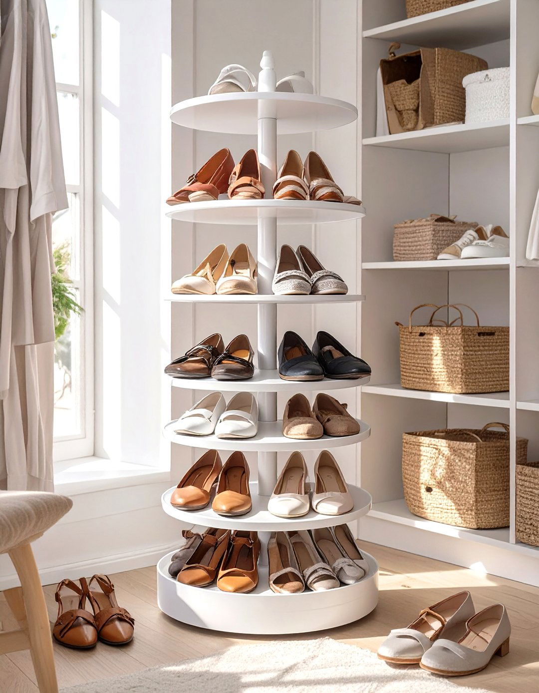 Rotating Carousel Shoe Organizer - 30 shoe closet ideas