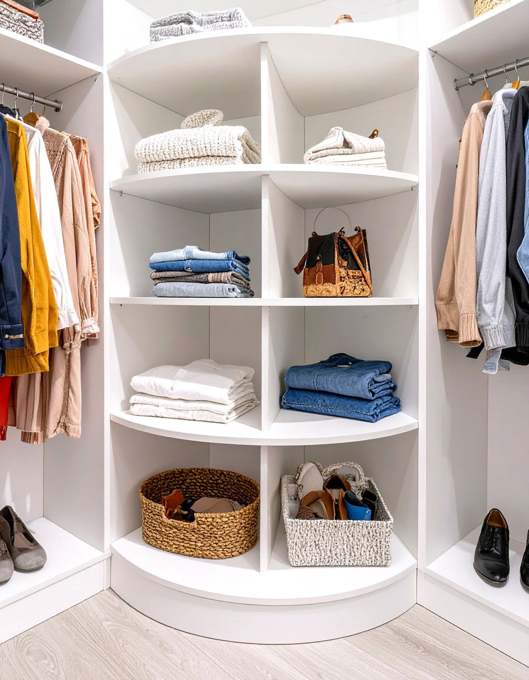 Rotating Corner Shelf Unit - 30 small closet shelving ideas