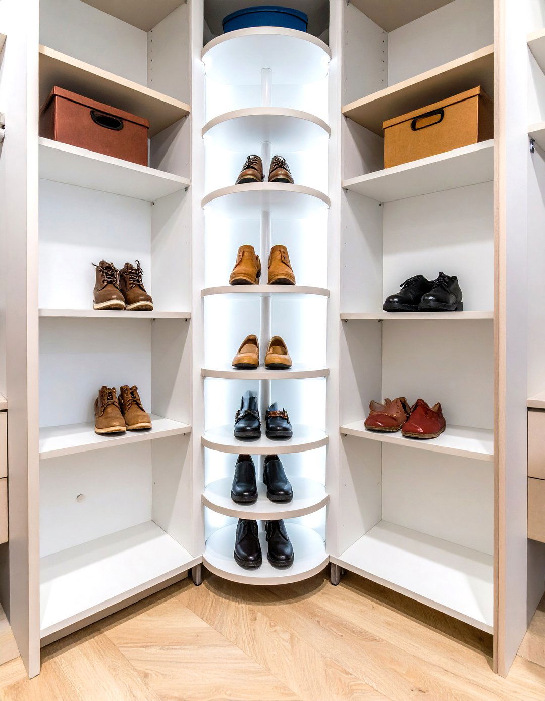 Rotating Corner Shelving System - 30 walk in closet organization ideas