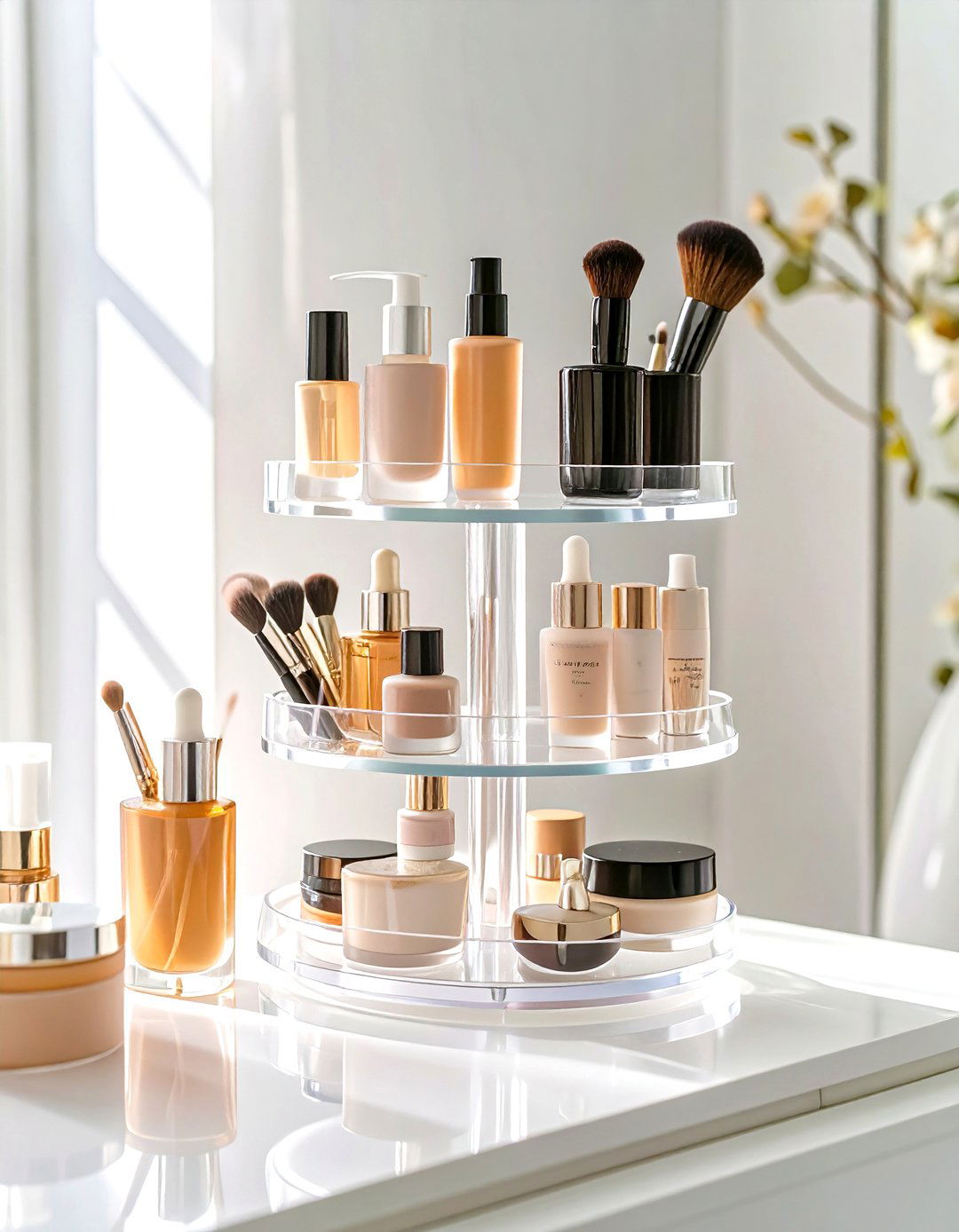 Rotating Makeup Carousels - 30 vanity organization ideas