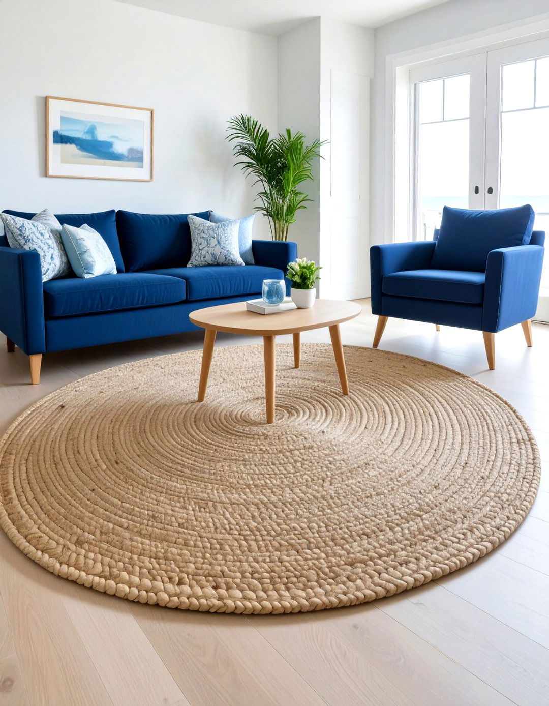 Round Area Rug - 30 small space living room ideas