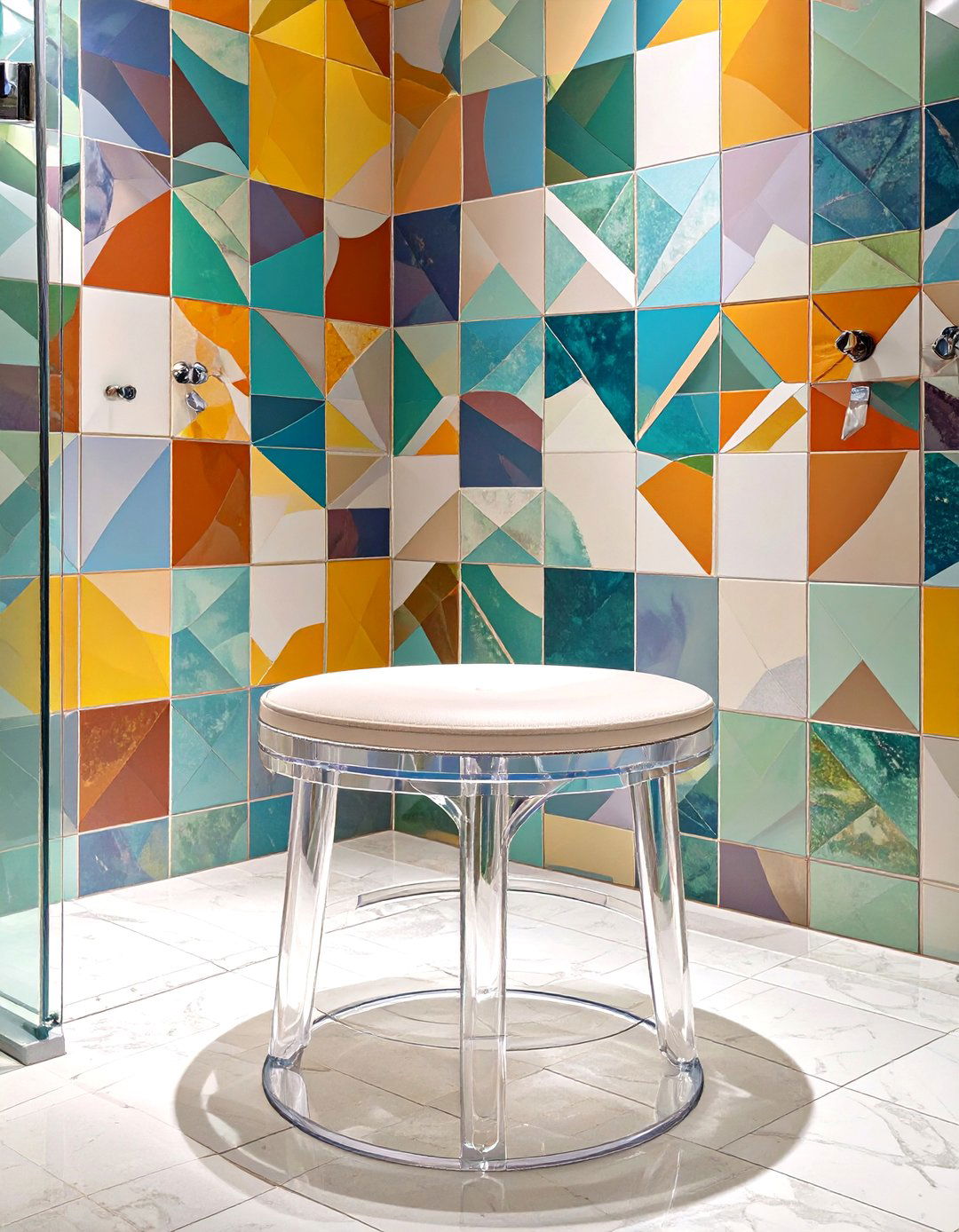 Round Freestanding Shower Stool - 30 shower bench ideas