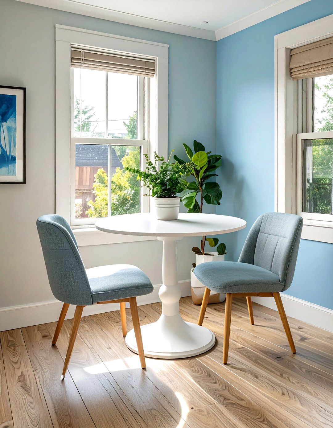 Round Pedestal Dining Table in a Corner - 30 small family room ideas