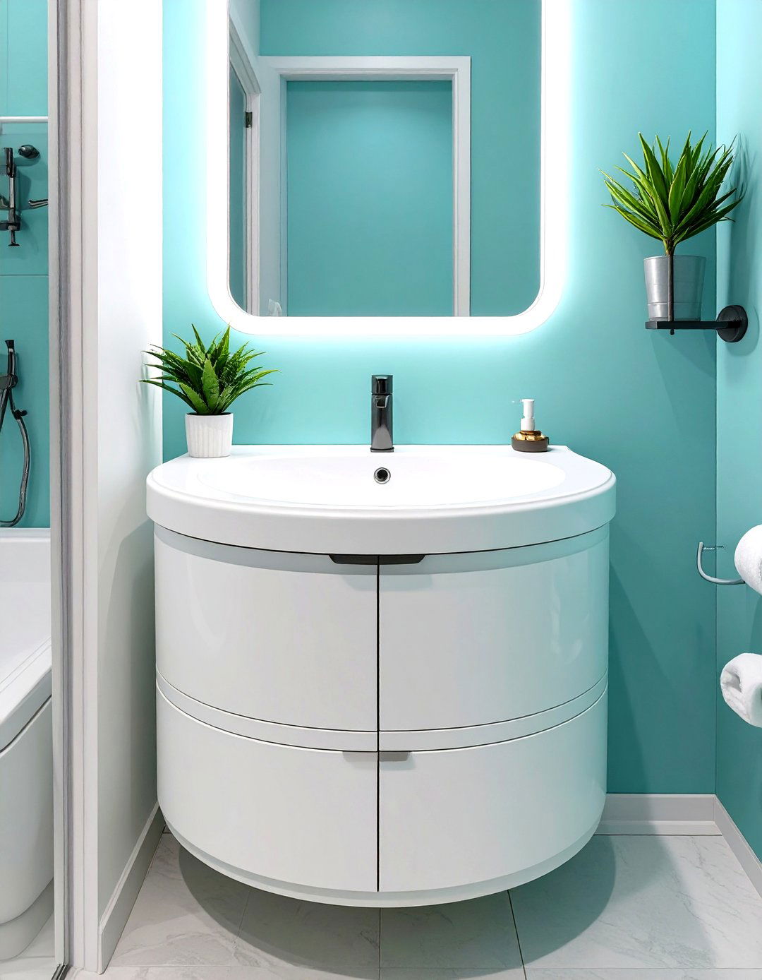 Round Vanities to Soften Corners - 30 small toilet and bathroom ideas
