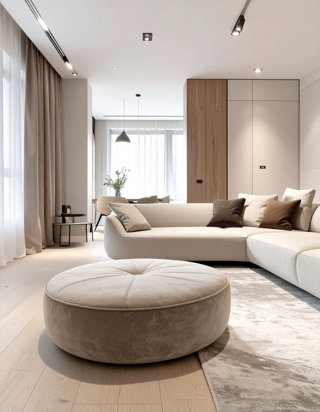 Rounded and Curved Furniture - 30 narrow living room ideas