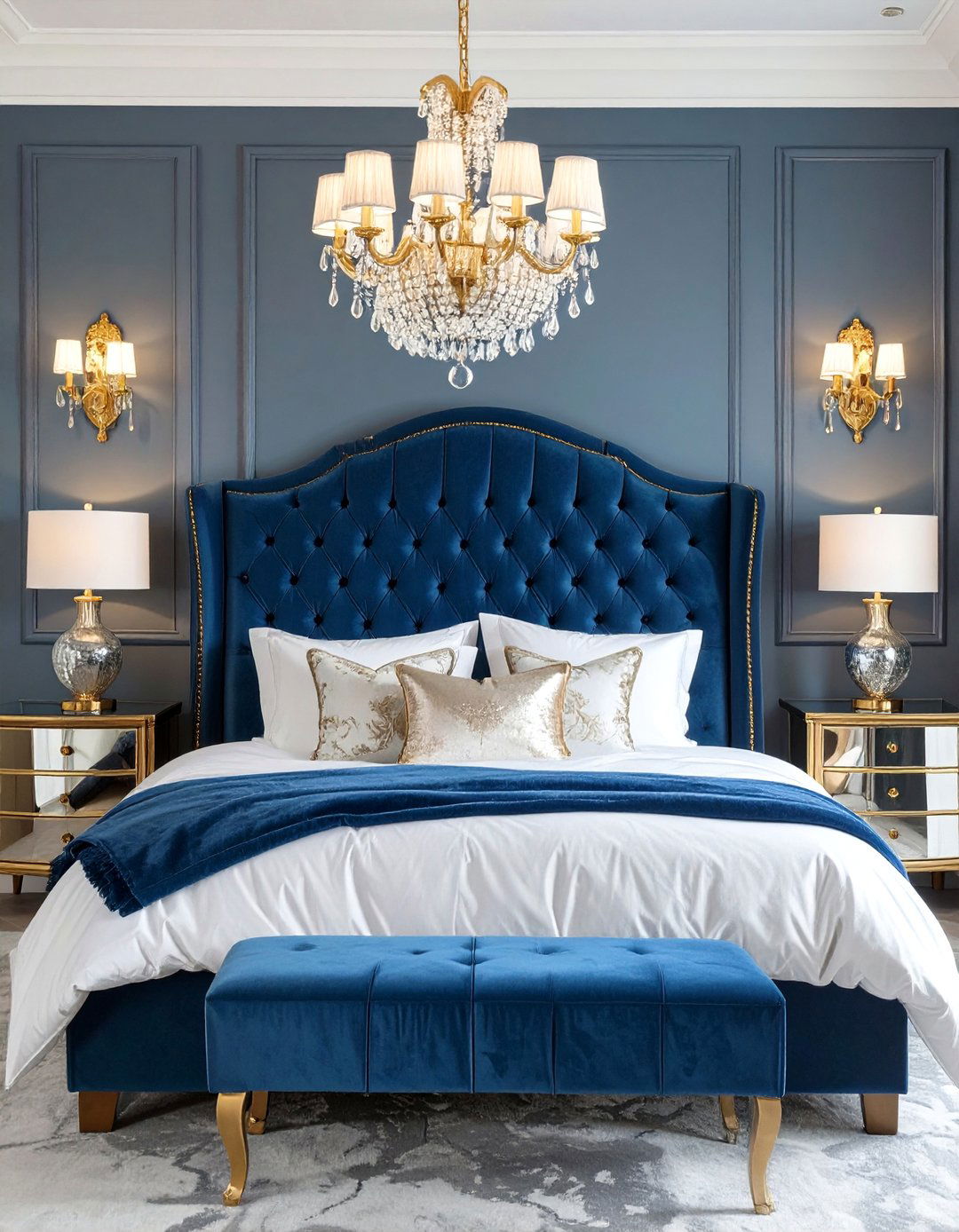 Royal Blue Velvet Bedroom - 30 blue bedroom ideas