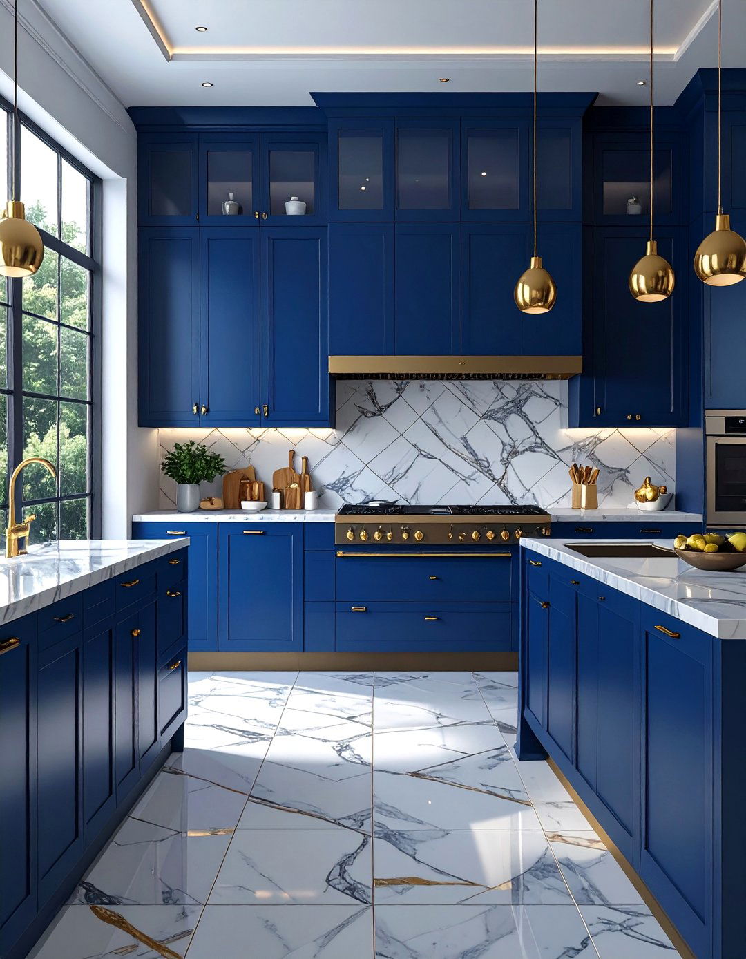 Royal Blue and Gold Kitchen - 30 blue kitchen ideas