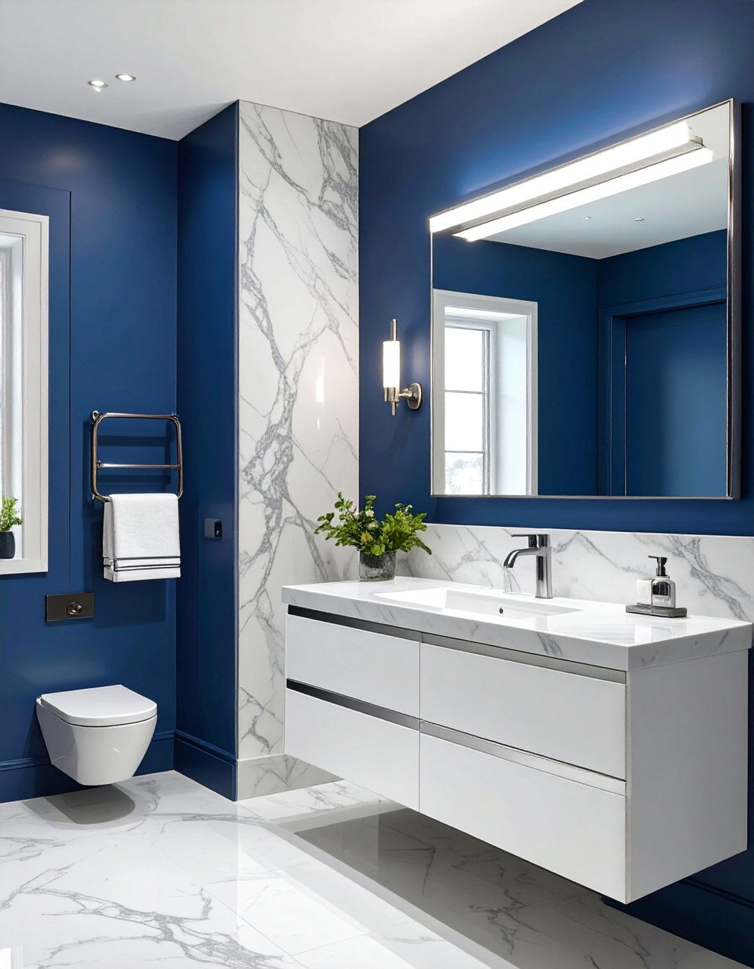 Royal Blue and Marble Bathroom - 30 blue bathroom ideas