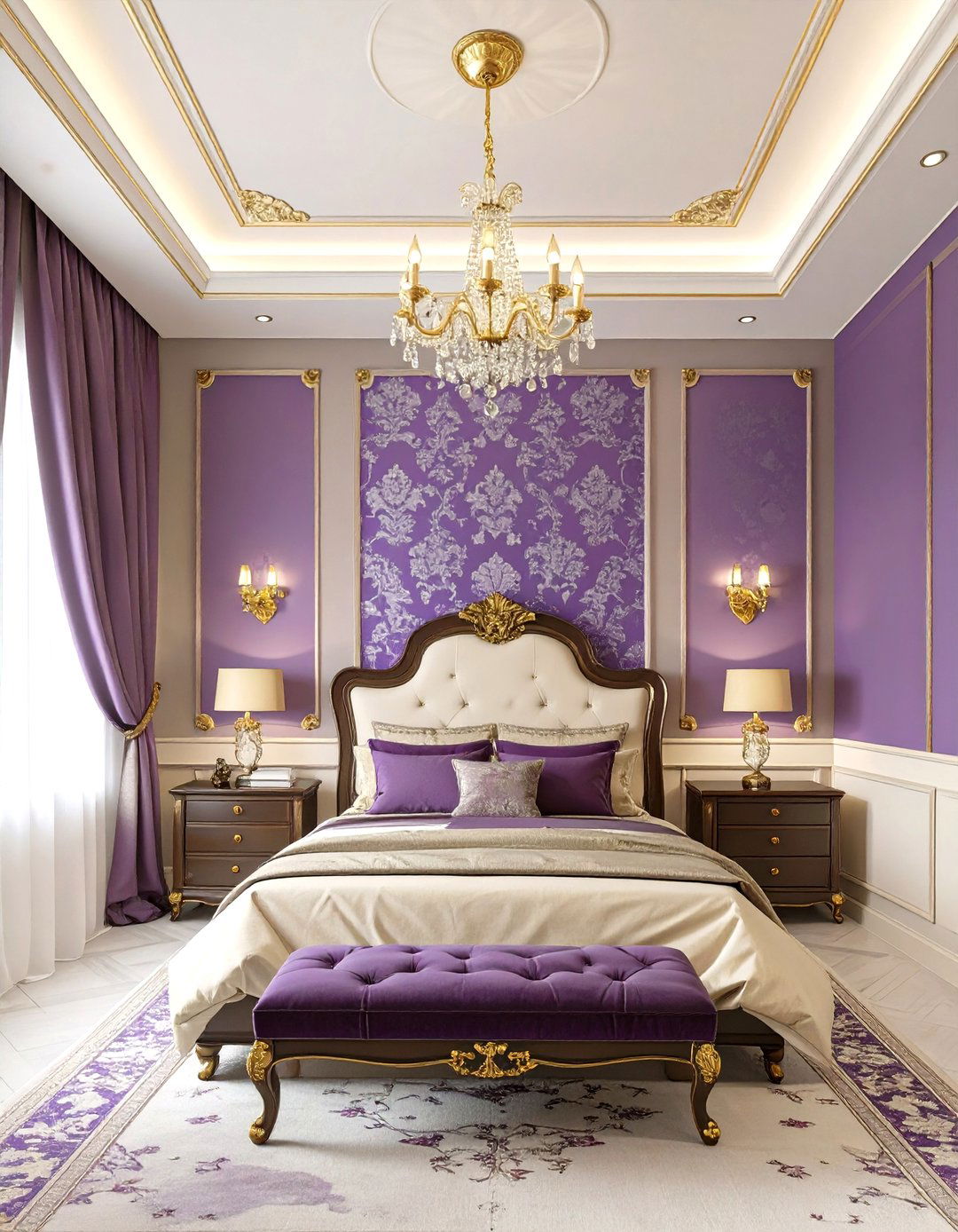 Royal Purple and Cream Bedroom - 30 modern purple bedroom ideas