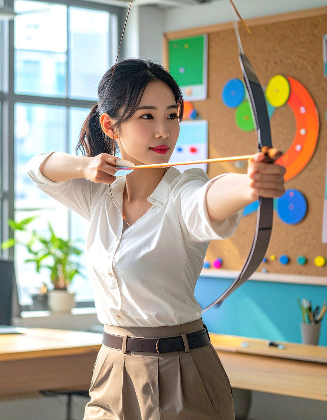Rubber Band Archery - 30 office olympics ideas