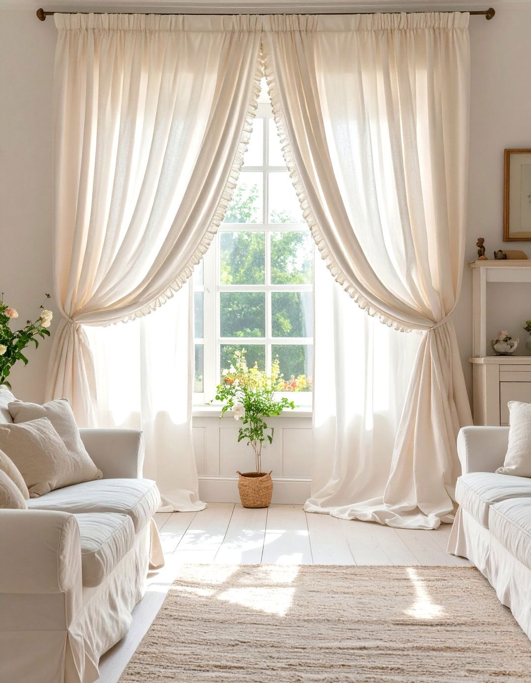 Ruffled Curtains for a Romantic Feel - 30 curtain ideas for living room