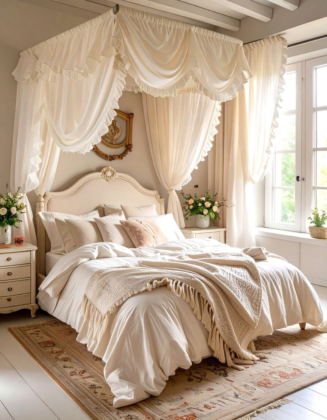 Ruffled Curtains in a Romantic Bedroom - 30 curtain ideas for bedroom