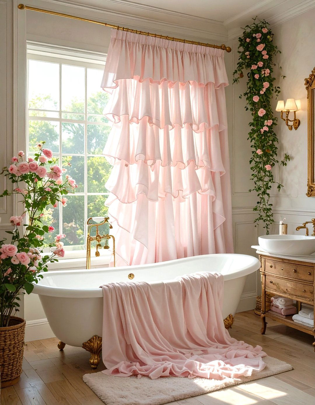Ruffled Fabric Shower Curtain - 30 shower curtain ideas