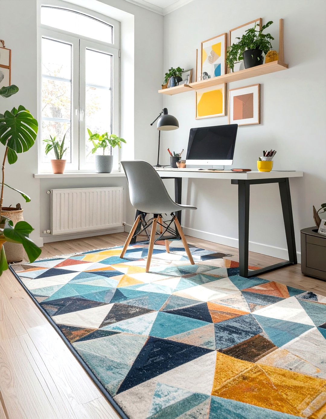 Rug Defined Work Zone - 30 small office interior design ideas