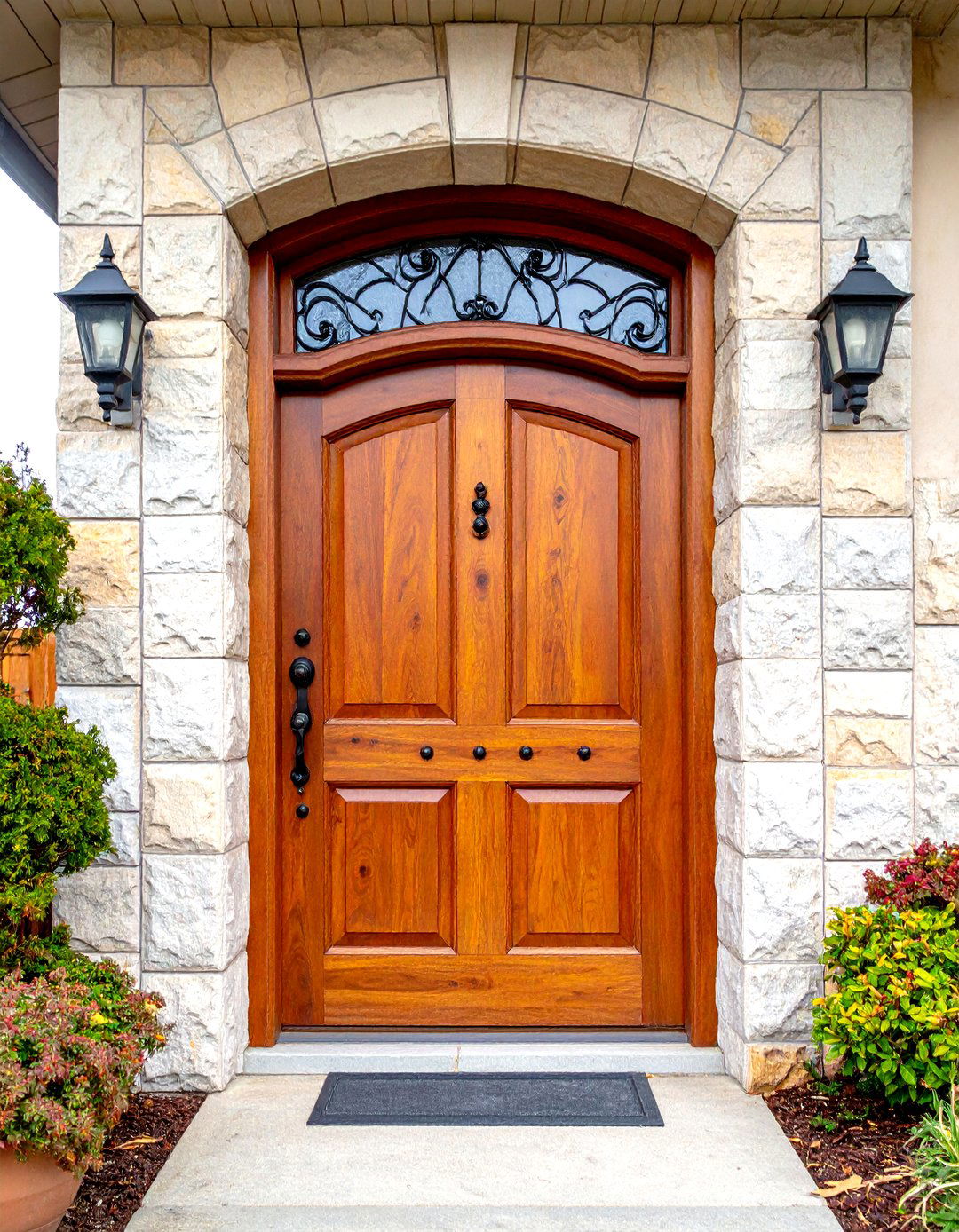 Rustic Arched Wood Front Door - 30 entryway front door ideas
