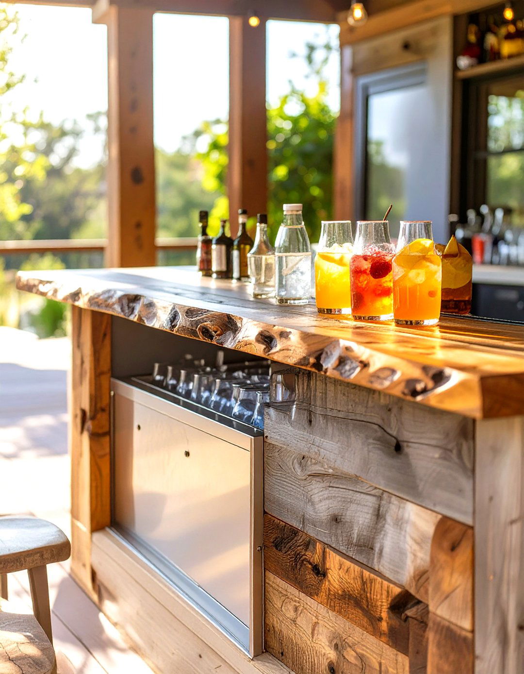Rustic Bar with Built In Cooler - 30 rustic outdoor bar ideas
