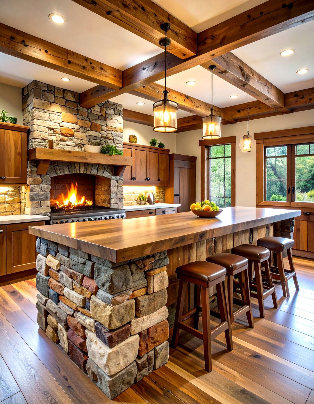 Rustic Basement Bar with Stacked Stone Accents - 30 rustic basement bar ideas
