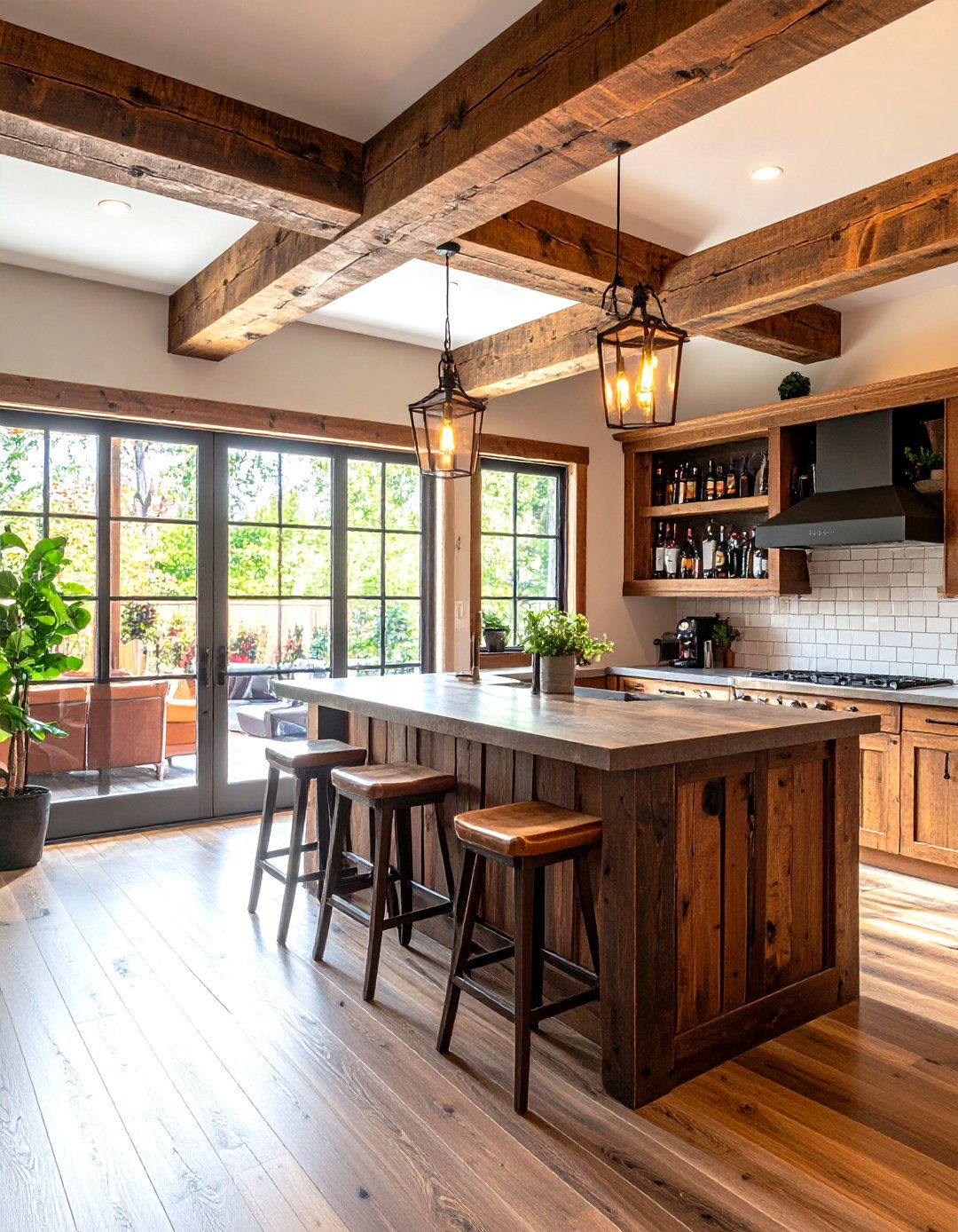 Rustic Basement Bar with a Pass Through Window - 30 rustic basement bar ideas
