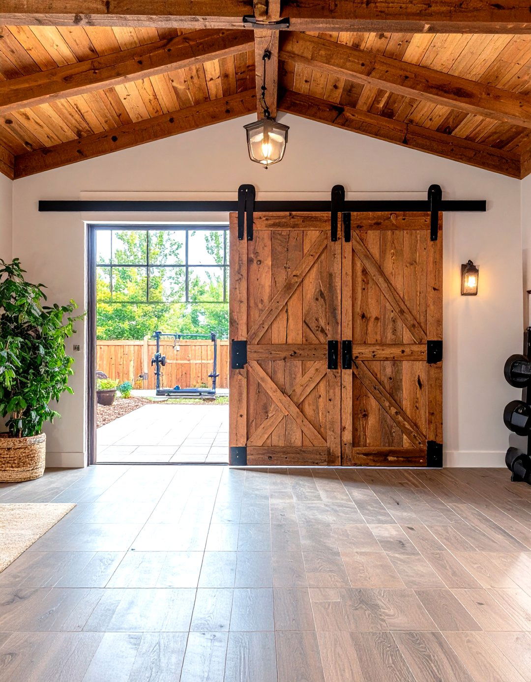 Rustic Basement with Sliding Barn Doors - 30 rustic basement ideas