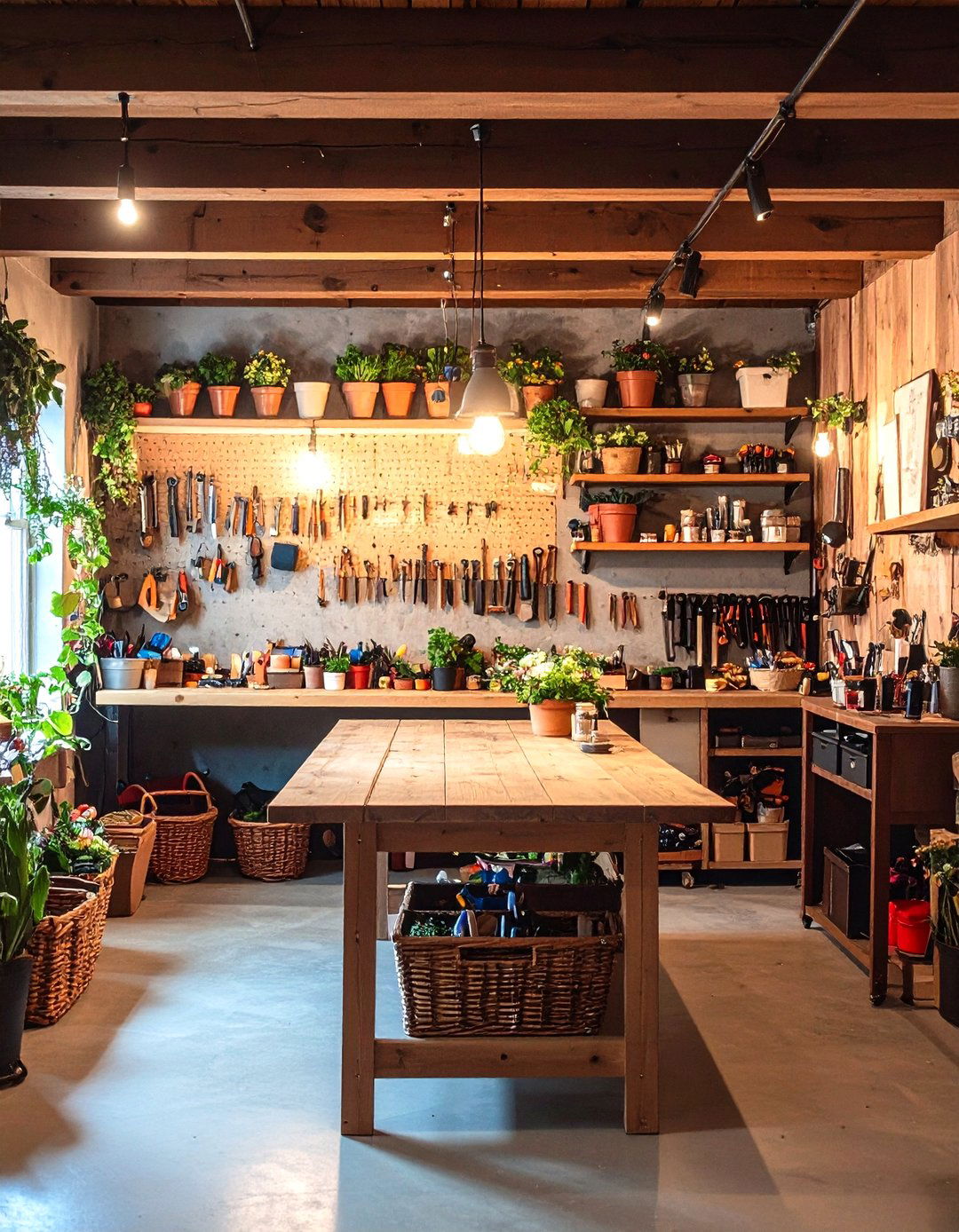 Rustic Basement with a Craft or Hobby Corner - 30 rustic basement ideas
