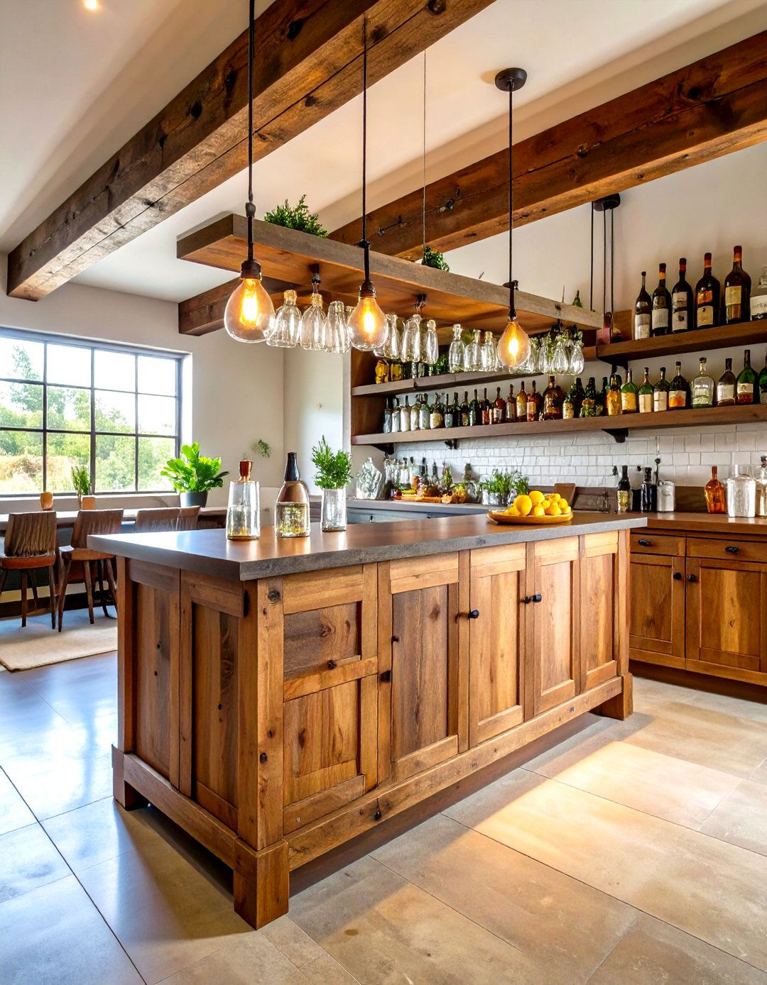 Rustic Basement with a Dry Bar Area - 30 rustic basement ideas