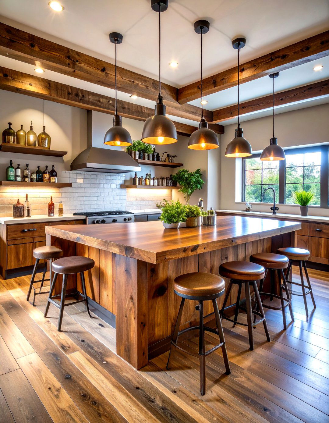 Rustic Basement with a Live Edge Wood Bar - 30 rustic basement ideas