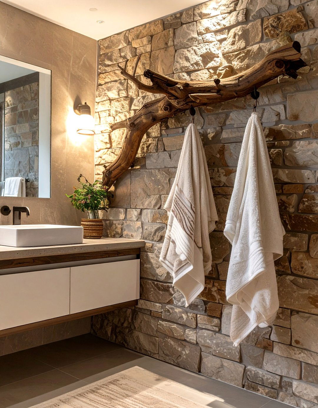Rustic Branch Towel Holder - 30 bathroom towel hooks ideas