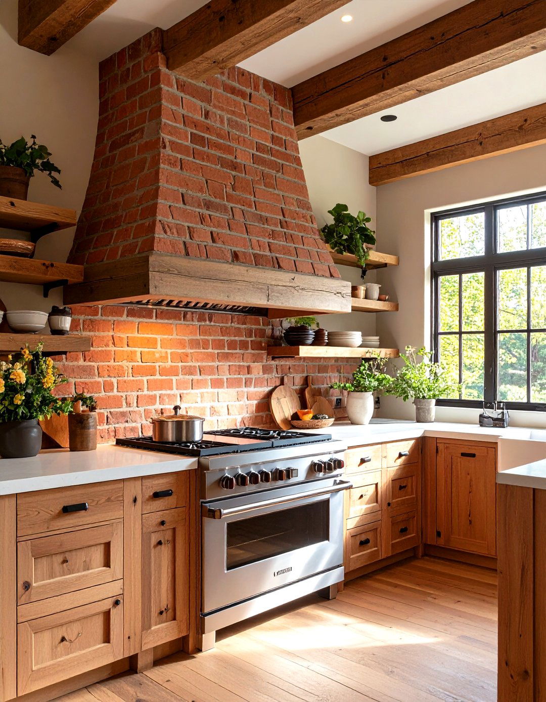 Rustic Brick Clad Kitchen Vent Hood - 30 kitchen vent hood ideas