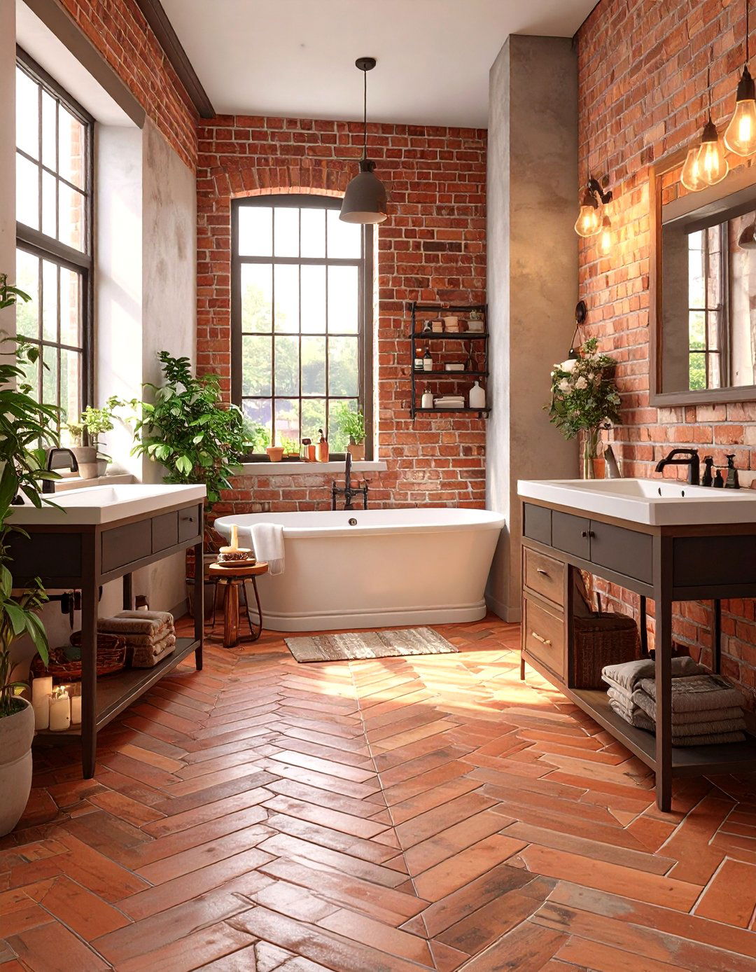 Rustic Brick Look Bathroom Floor Tiles - 30 bathroom floor tiles ideas
