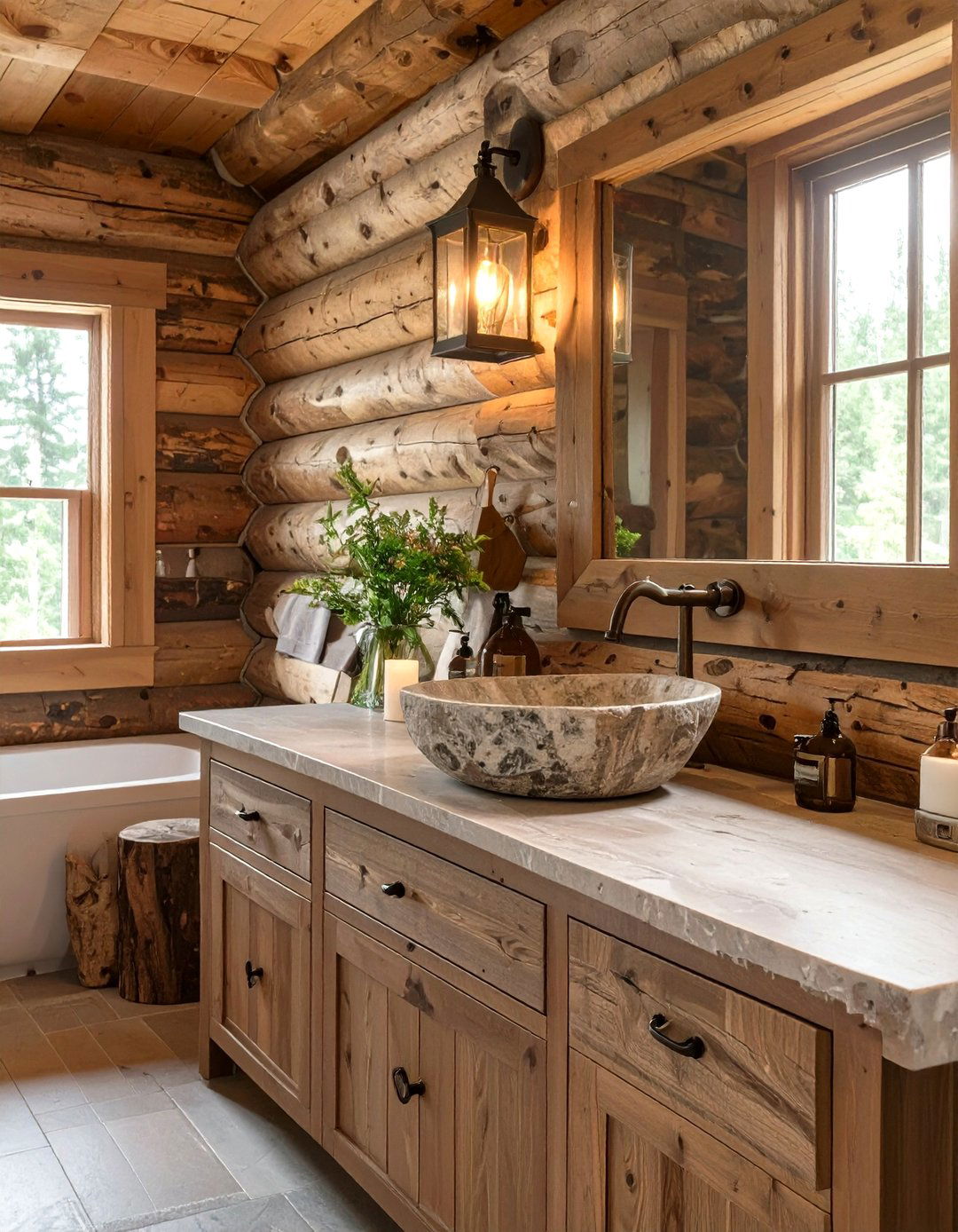 Rustic Cabin Bathroom - 30 bathroom remodel ideas 2023