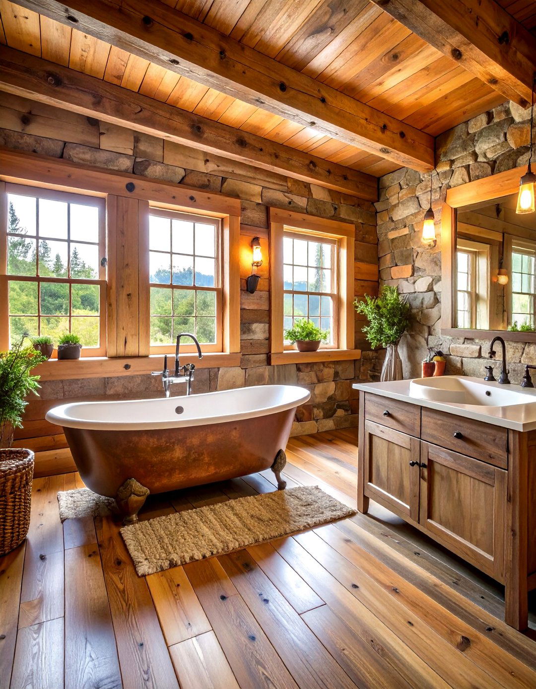Rustic Cabin Bathroom Getaway - 30 3d bathroom design ideas