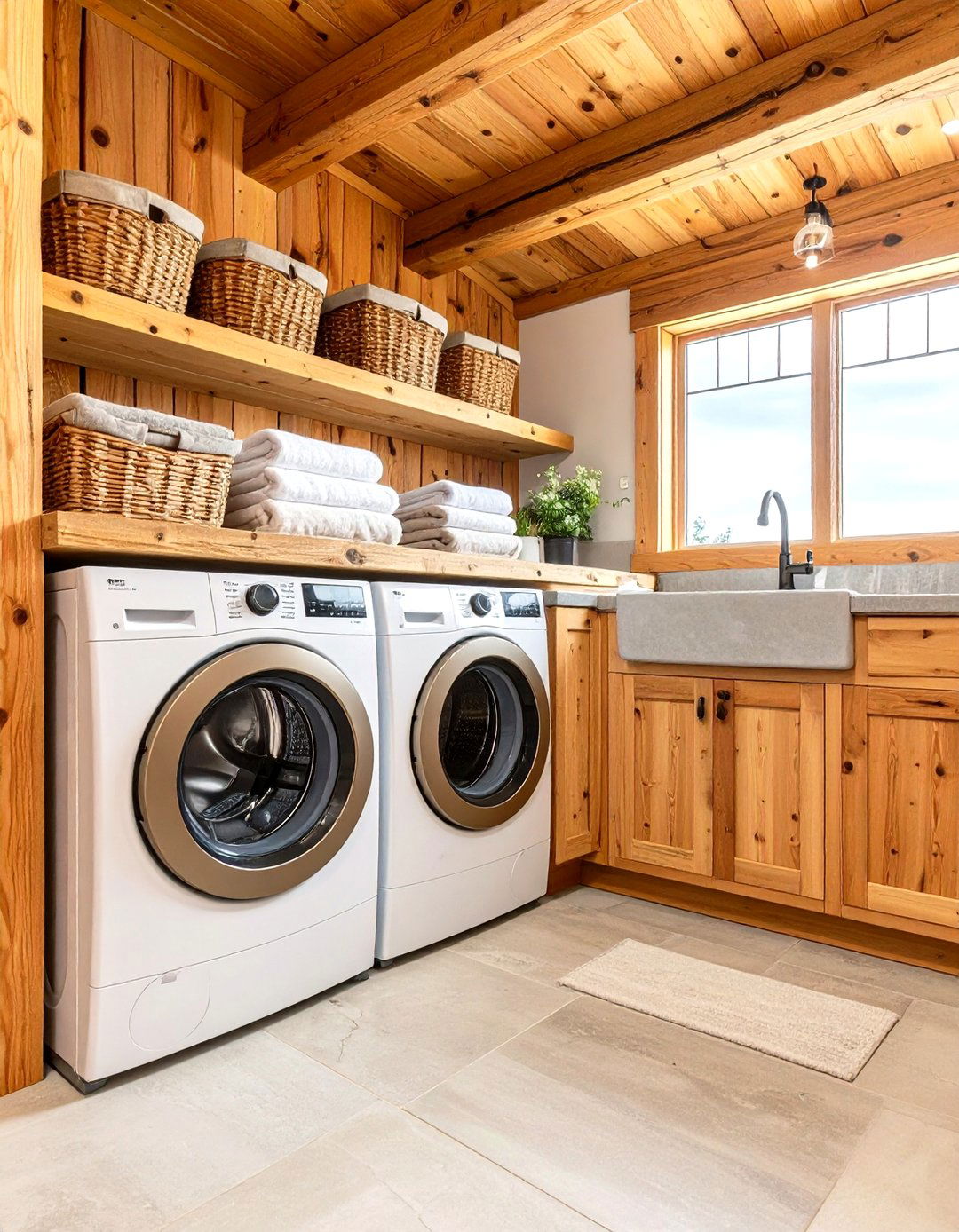 Rustic Cabin Laundry Nook - 30 laundry decor ideas