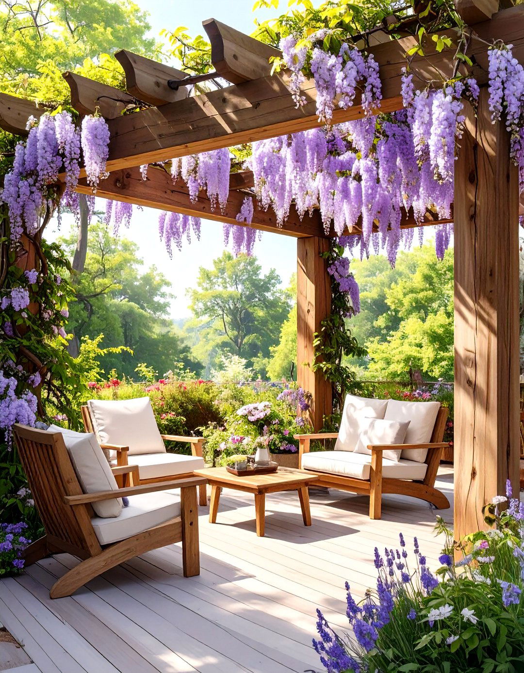Rustic Cedar Deck Pergola - 30 deck pergola ideas