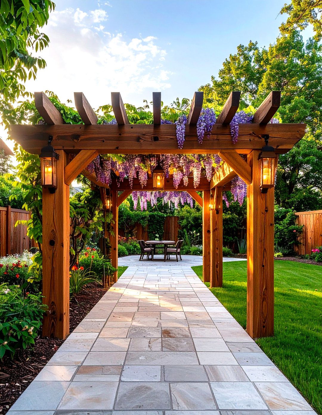 Rustic Cedar Wood Pergola - 30 outdoor pergola ideas