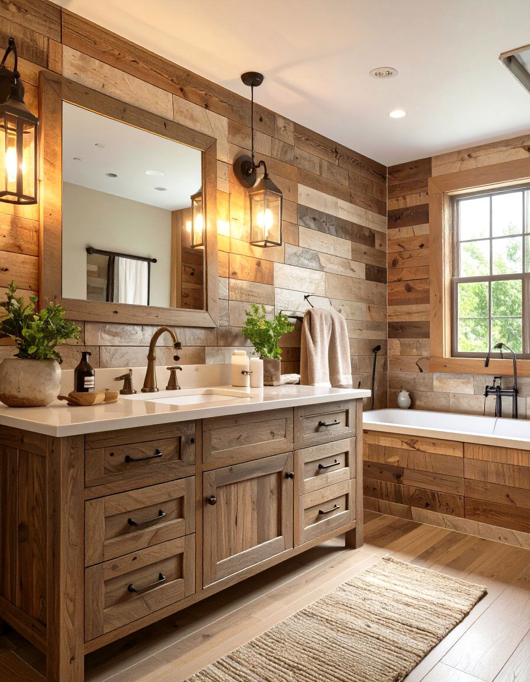 Rustic Charm with Wood Look Tile Bathroom - 30 bathroom wall tile ideas