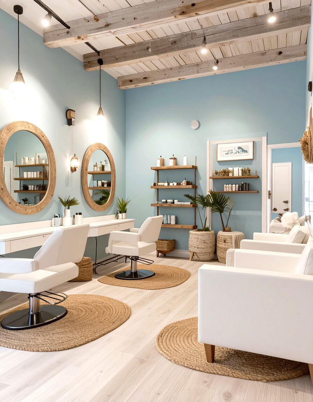 Rustic Coastal Salon Fusion - 30 low budget beauty salon interior design ideas