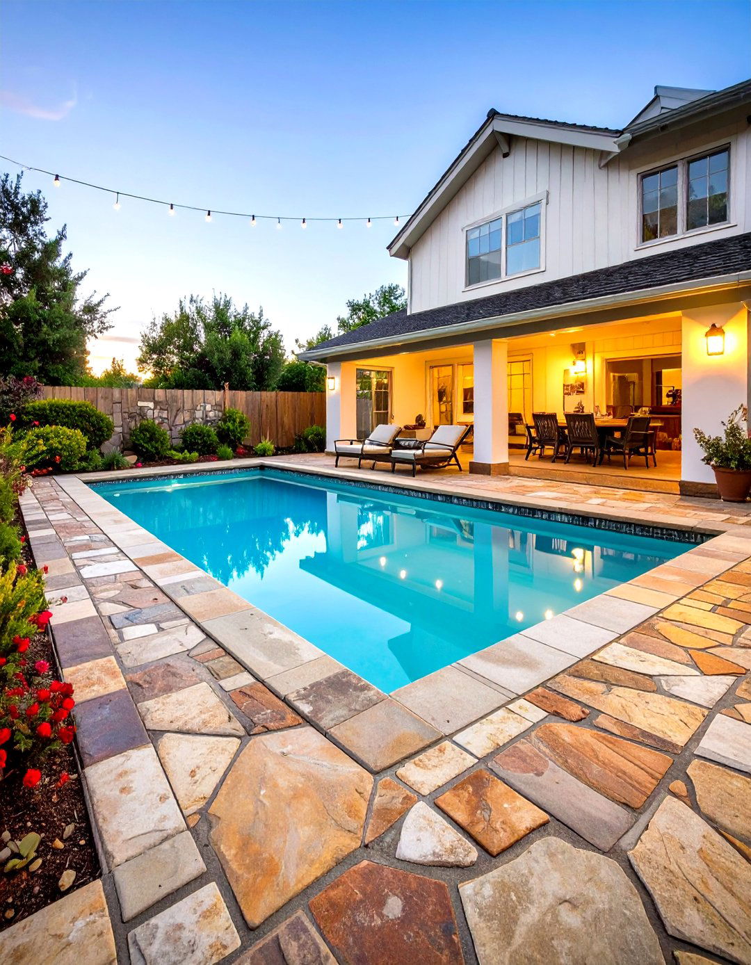 Rustic Cobblestone Pool Deck - 30 pool deck ideas