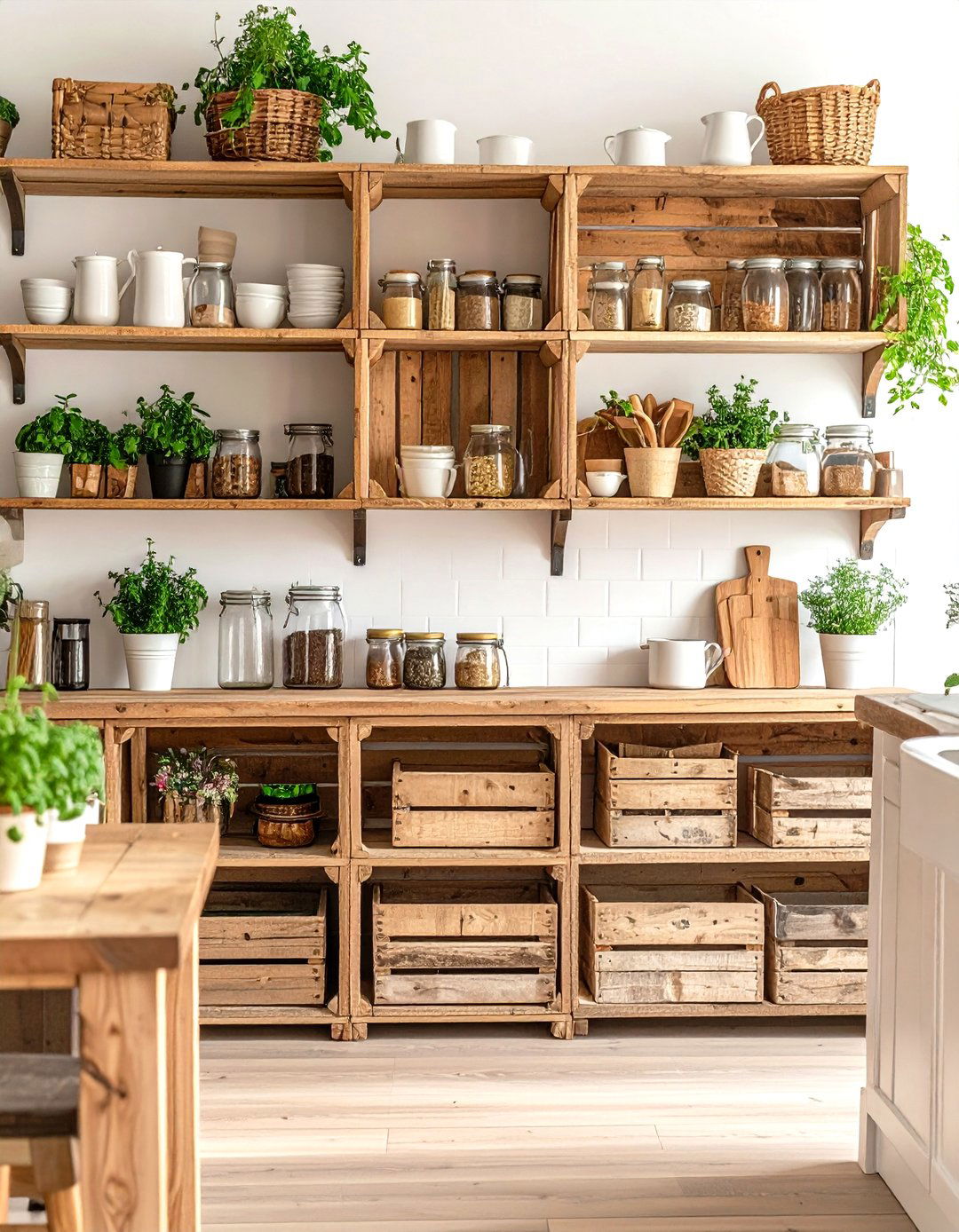 Rustic Crate Kitchen Shelves - 30 kitchen shelves ideas