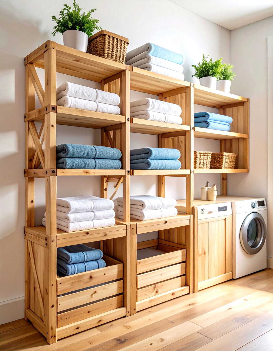 Rustic Crate Laundry Room Shelves - 30 laundry room shelves ideas
